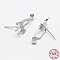 925 Sterling Silver Pendant Bails, with Cubic Zirconia, Ice Pick & Pinch Bails, Bowknot, Silver, 3.5x9mm Inner Diameter, 19.5x8x6mm, Hole: 3x3.5mm and 1mm, Pin: 0.5mm