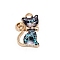 Alloy Enamel Pendants, Light Gold, Cat with Bowknot, Black, 21x13x2.3mm, Hole: 2.3mm