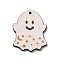 Single Face Printed Wood Pendants, Hallowmas's Day Charms, Ghost, 37.5x29x2.5mm, Hole: 1.7mm