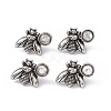 Gemstone Bee Stud Earrings EJEW-C016-01-2