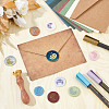 Brass Wax Seal Stamps with Rosewood Handle AJEW-WH0412-0184-4