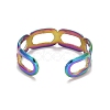 Rainbow Color Ion Plating(IP) 304 Stainless Steel Oval Wrap Open Cuff Ring for Women RJEW-A005-21MC-3