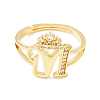 Clear Cubic Zirconia Initial Letter with Crown Adjustable Ring RJEW-M139-17M-2