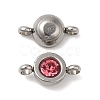 304 Stainless Steel Single Rhinestone Connector Charms STAS-E194-13P-16-2