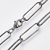 Brass Flat Oval Paperclip Chain Necklace Making MAK-S072-08B-B-1