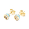 Column Cubic Zirconia Stud Earrings with Enamel EJEW-P196-02G-2