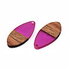 Transparent Resin & Walnut Wood Pendants RESI-N025-032-C05-3