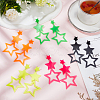 ANATTASOUL 5 Pairs 5 Colors Hollow Star Acrylic Dangle Stud Earrings for Woman EJEW-AN0004-10-7