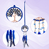 Gorgecraft 2Pcs 2 Style Brass Woven Web/Net with Feather Pendant Decorations HJEW-GF0001-38-6
