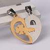 Heart 304 Stainless Steel Rhinestone Split Pendants STAS-I060-02-3