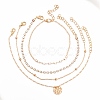 4Pcs 4 Style Alloy Chain Anklets Set with Resin Pearl Beaded and Flat Round Charm SJEW-D009-03KCG-2
