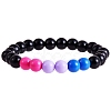 Acrylic Round Beaded Stretch Bracelet for Women BJEW-SW00066-03-1