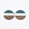 Tri-color Resin & Walnut Wood Pendants X-RESI-S358-78O-2