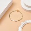 Natural Pearl Beaded Link Anklet with Brass Cob Chains for Women AJEW-AN00525-2