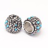 Platinum Plated Brass Polymer Clay Rhinestone Cord Ends RB-L025-25-3