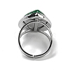 304 Stainless Steel Synthetic Malachite Cuff Rings G-Z056-09P-03-3