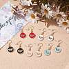 Flat Round with Butterfly Enamel Dangle Earrings EJEW-JE04862-2