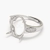 925 Sterling Silver Rhinestone Claw Finger Ring Components STER-E061-42P-2