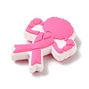 Breast Cancer Pink Awareness Ribbon Boxer Silicone Focal Beads SIL-M002-01A-2