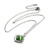 Glass Cat Eye Rhombus Pendant Necklaces NJEW-Z049-01P-3