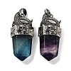 Natural Fluorite Faceted Sword Pendants G-Q163-01AS-04-1