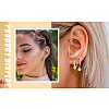 PandaHall Jewelry 3 Pairs 3 Style Round & Lightning Bolt & Square Cubic Zirconia Huggie Hoop Earrings EJEW-PJ0001-03-15