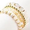 4Pcs 4 Style Gemstone & Brass Beaded Stretch Bracelets Set with Crystal Rhinestone for Women BJEW-JB07884-6