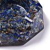 Resin with Natural Lapis Lazuli Chip Stones Ashtray DJEW-F015-07A-2