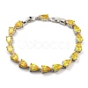 Rack Plating Brass Pave Cubic Zirconia Teardrop Links Bracelets for Women BJEW-H604-01P-04-1