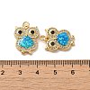 Brass Micro Pave Cubic Zirconia with Synthetic Opal Pendants KK-D096-14G-3