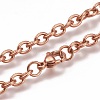 304 Stainless Steel Cable Chain Anklets AJEW-H100-01RG-2
