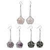 Natural & Synthetic Mixed Gemstone Round Ball Dangle Earrings EJEW-JE05553-1