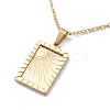 304 Stainless Steel Rectangle Pendant Necklace with Box Chains for Women NJEW-I123-02A-2