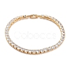 Brass Pave Clear Cubic Zirconia Flat Round Link Bracelets BJEW-B094-04G-1