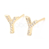 Brass Micro Pave Clear Cubic Zirconia Stud Earrings EJEW-O103-21G-1