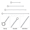 Anti-Tarnish Globleland 4Pcs 4 Styles Sterling Silver Cable Chain Extender STER-GL0001-03-4