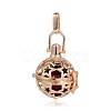 Golden Plated Brass Hollow Round Cage Pendants KK-J226-15G-1