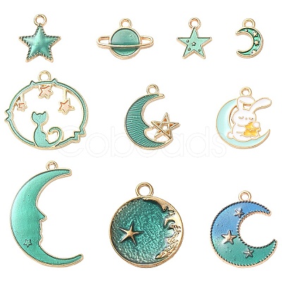 10Pcs 10 Style Alloy Enamel Pendants ENAM-YW0002-95-1