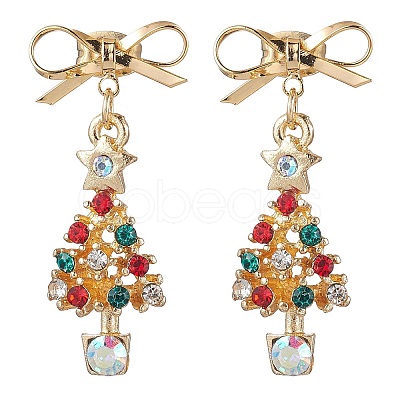 Alloy Rhinestone Christmas Tree Studs Earring EJEW-TA00444-1