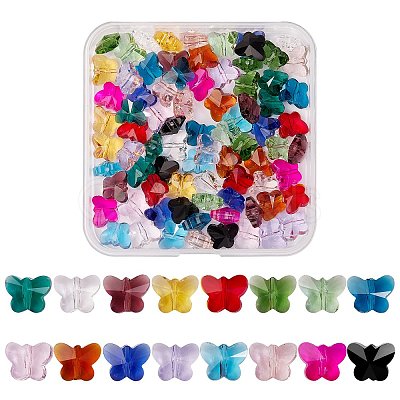 96Pcs 16 Colors Transparent Glass Beads GLAA-SZ0001-36-1