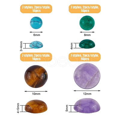 SUPERFINDINGS 56Pcs 28 Styles Chakra Natural & Synthetic Mixed Gemstone Cabochons G-FH0002-21-1