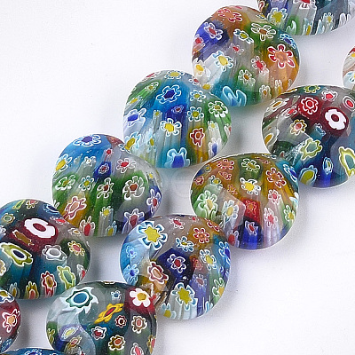 Handmade Millefiori Lampwork Beads Strands X-LAMP-S191-11-1