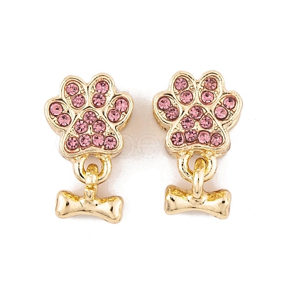 Rack Plating Alloy Rhinestone European Dangle Charms FIND-C055-19G-02-1