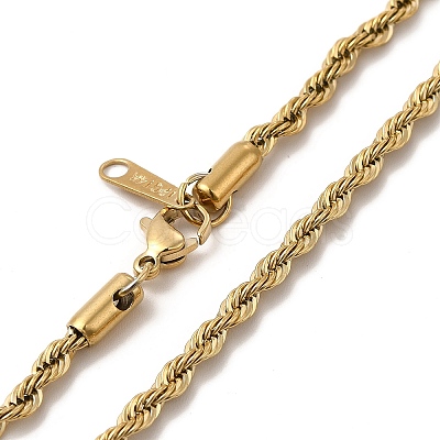 Ion Plating(IP) 304 Stainless Steel Rope Chain Necklace for Women NJEW-G097-12G-1