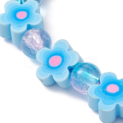 Handmade Flower Polymer Clay Stretch Bracelets BJEW-JB09825-01-1