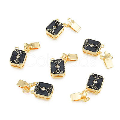 Brass Pave Clear Cubic Zirconia Box Clasps KK-N233-416LG-1