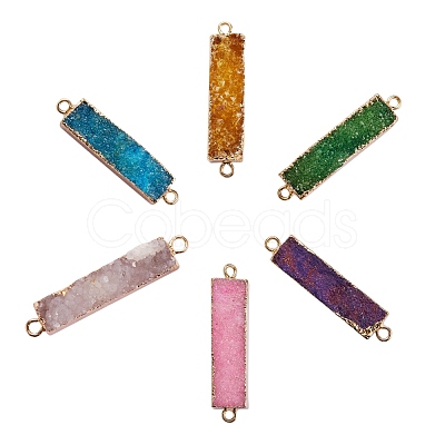 6Pcs 6 Colors Electroplated Natural Druzy Agate Links Connectors sgG-SZ0001-17-1