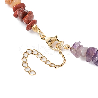 Chakra Theme Natural Red Aventurine & Red Jasper & Green Aventurine & Aquamarine & Citrine & Lapis Lazuli & Amethyst NJEW-JN05086-1