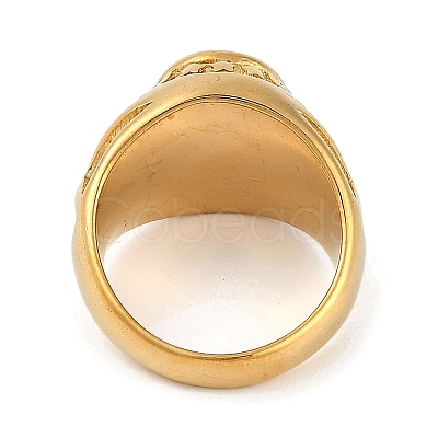 Oval 304 Stainless Steel Glass Finger Rings RJEW-D083-13G-01-1