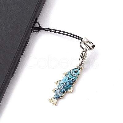 Fish Alloy Enamel Pendant Mobile Straps HJEW-JM01640-1